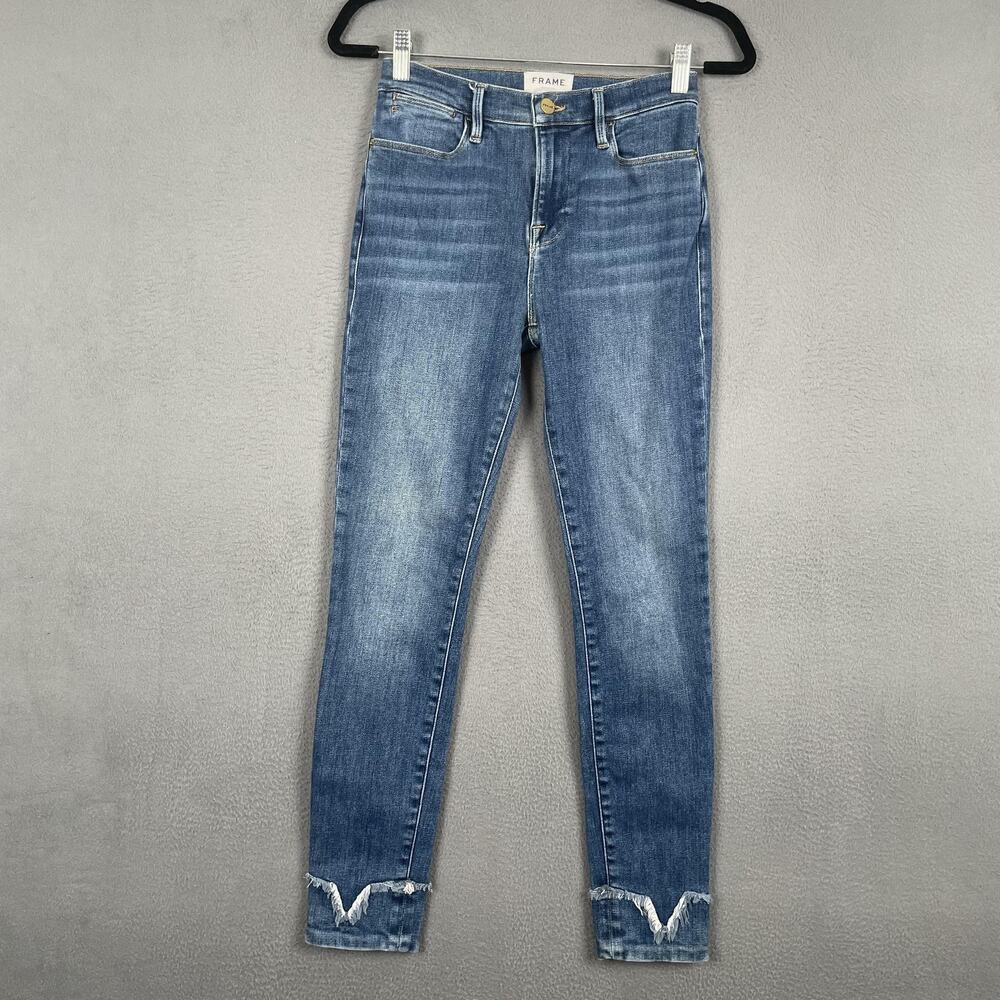Frame Le High Skinny Jeans Womens 26 Distressed Raw Hem Liverpool Denim Pants